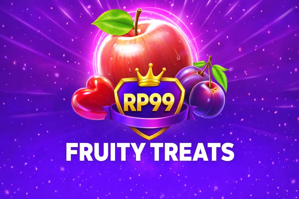 Tampilan permainan FRUITY TREATS di platform RP99 dengan desain buah cerah dan ritme permainan yang stabil